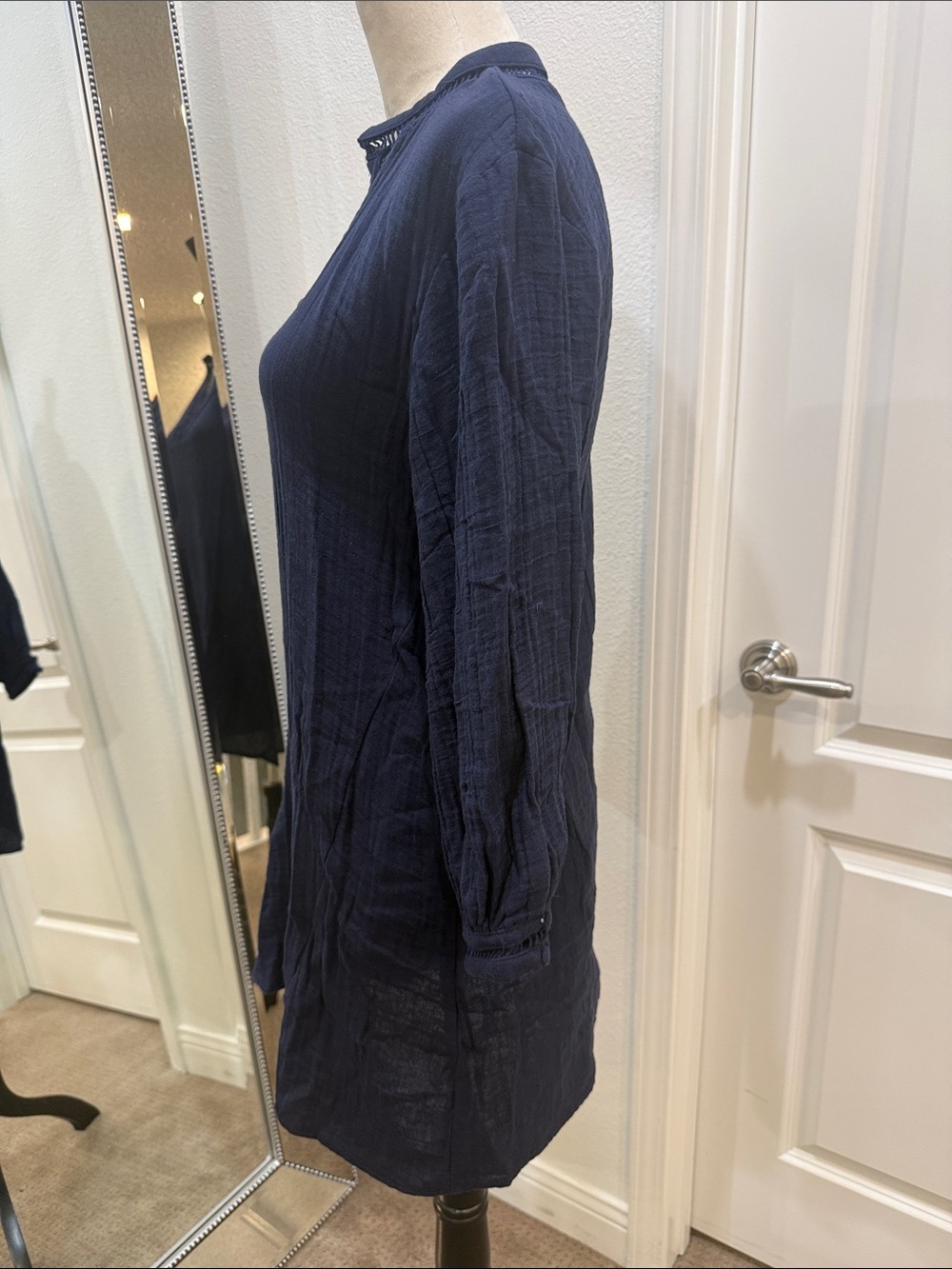 Zara Dark Navy Textured Tunic - Picture 4 of 6